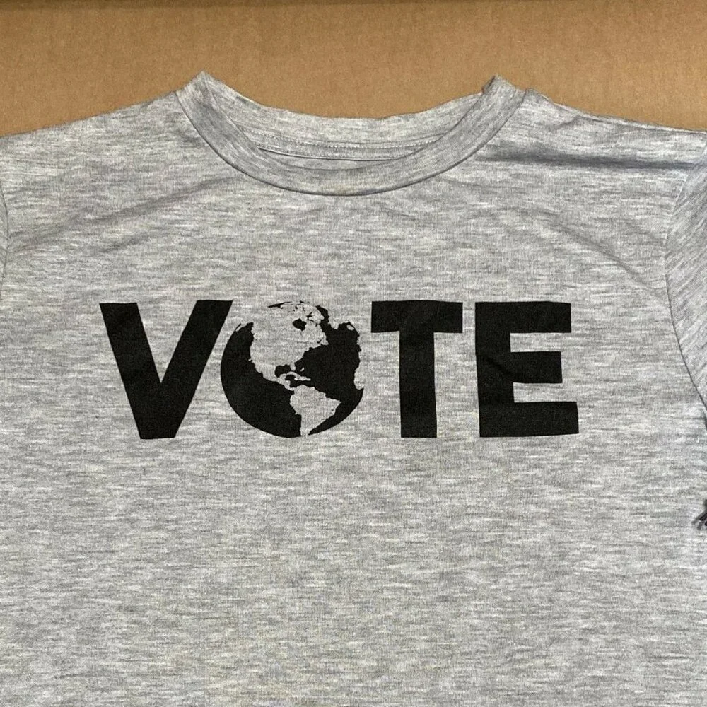 Vote grey shirt earth youth size Small 7/8